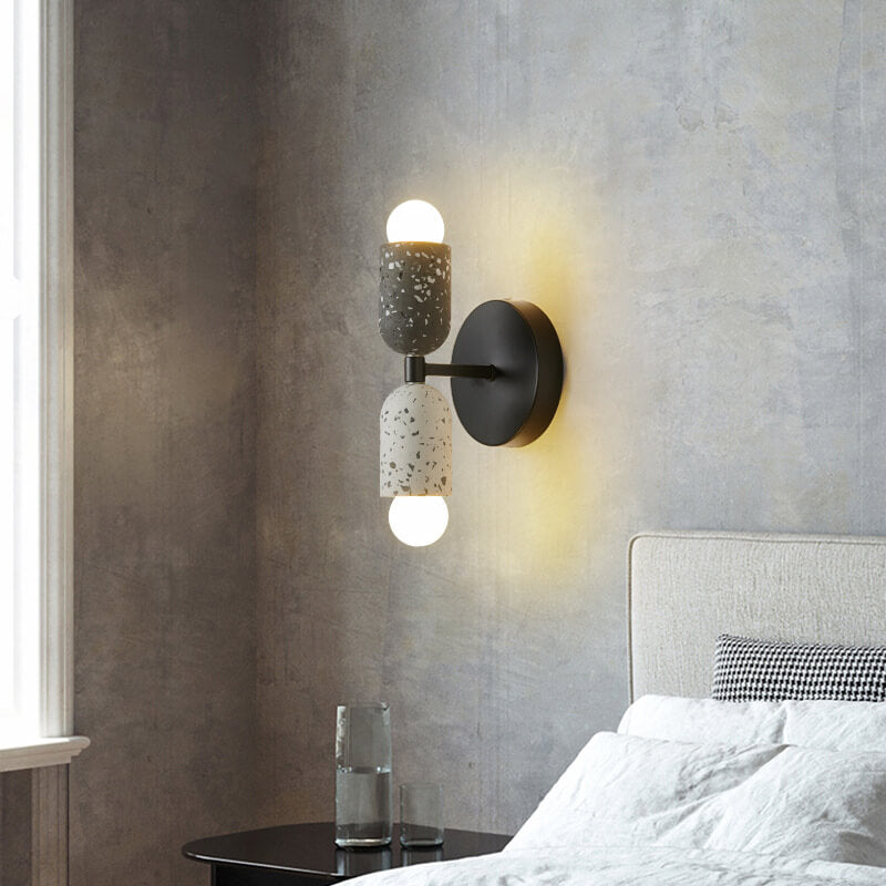 Ednora – Applique murale Wabi Sabi en ciment cylindrique 2 lumières