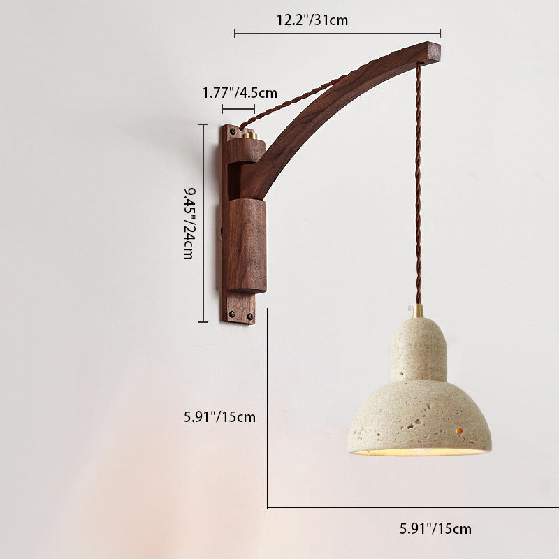 Lurevia – Applique murale Wabi Sabi en bois et verre dôme 1 lumière  