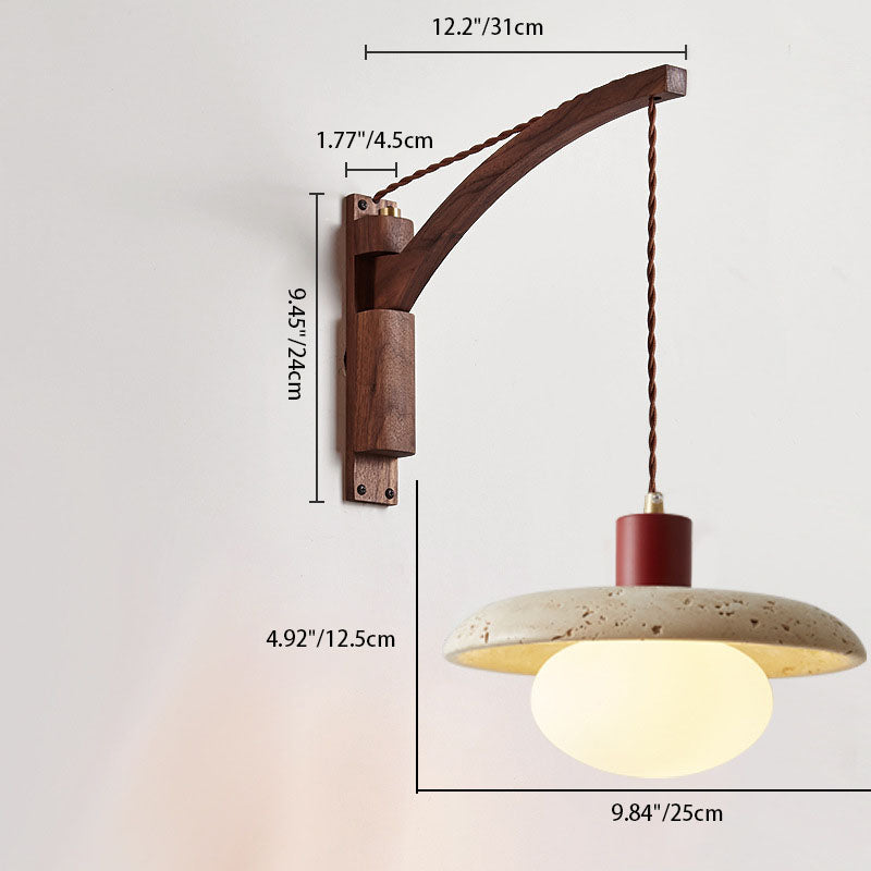 Lurevia – Applique murale Wabi Sabi en bois et verre dôme 1 lumière  