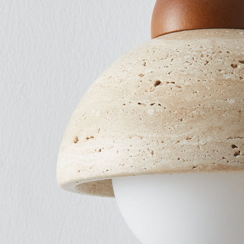 Lurevia – Applique murale Wabi Sabi en bois et verre dôme 1 lumière  