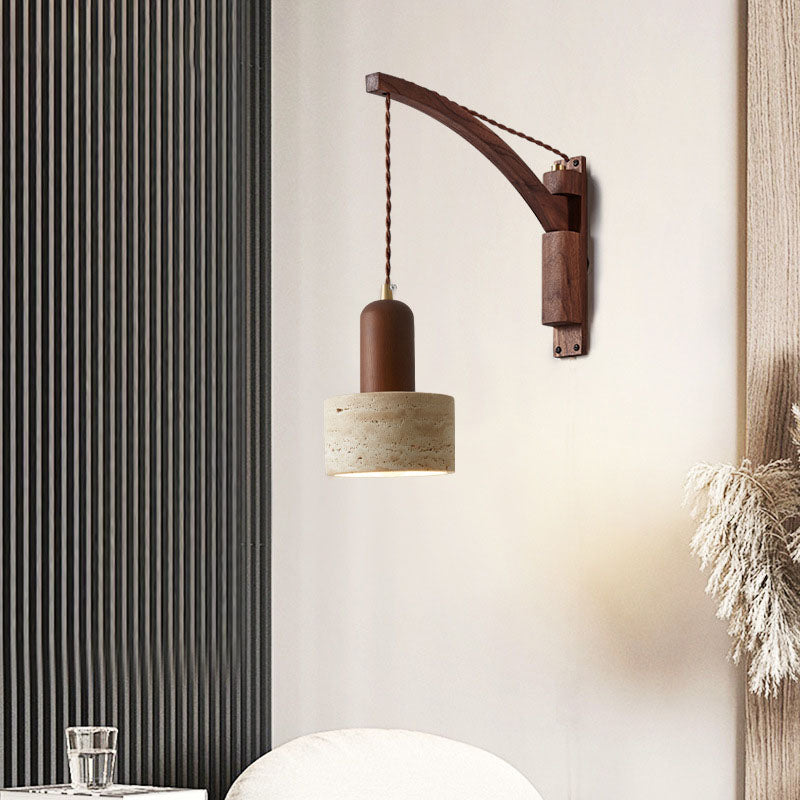 Lurevia – Applique murale Wabi Sabi en bois et verre dôme 1 lumière  