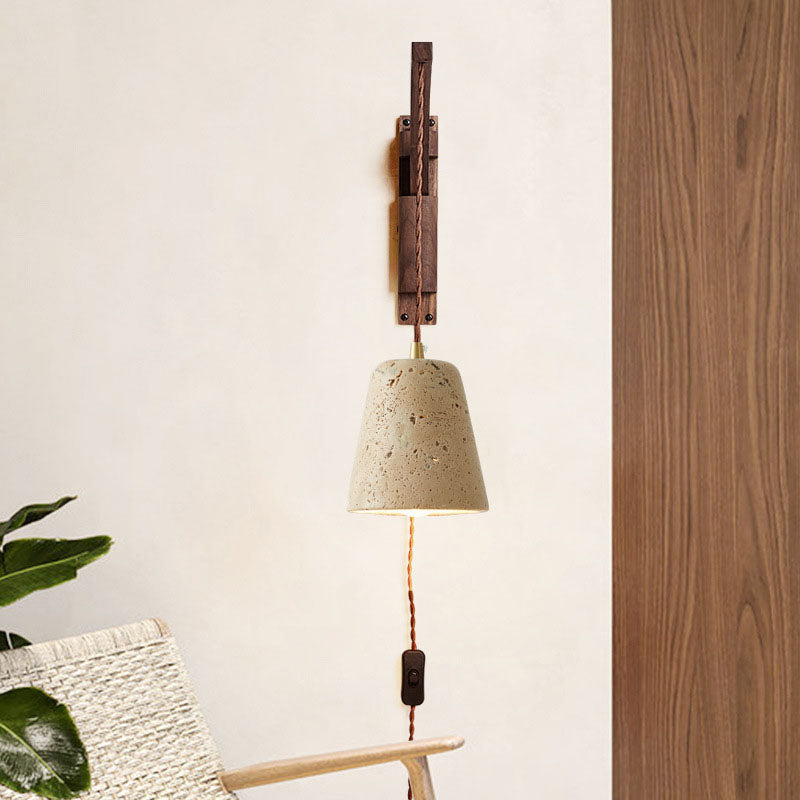 Lurevia – Applique murale Wabi Sabi en bois et verre dôme 1 lumière  