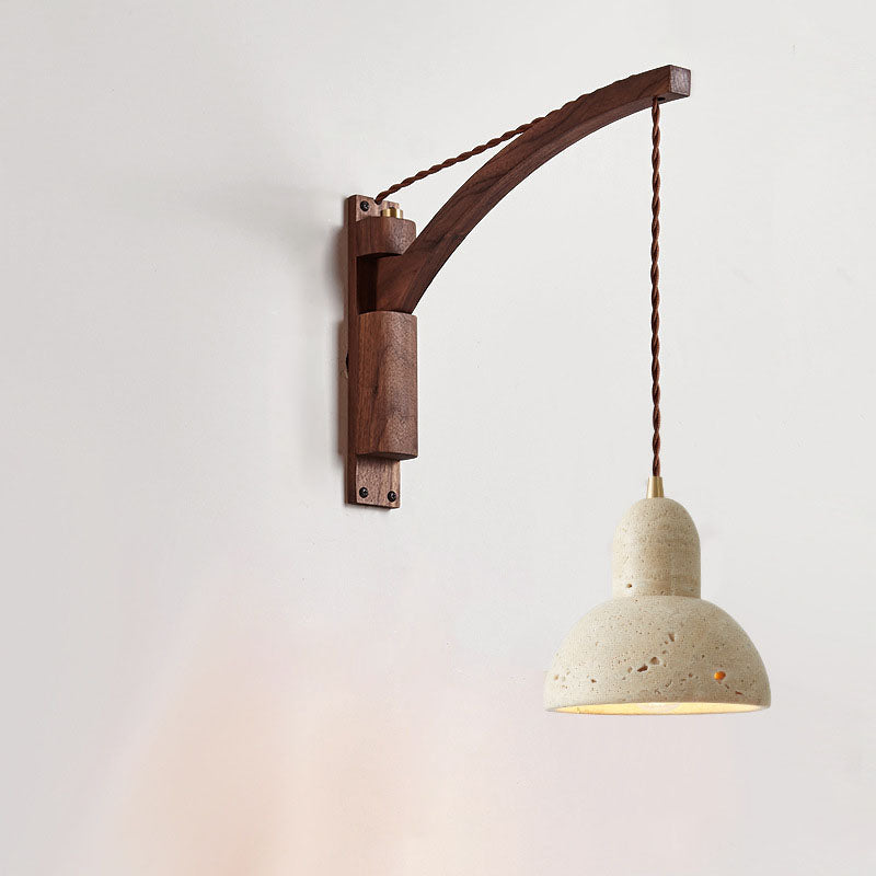 Lurevia – Applique murale Wabi Sabi en bois et verre dôme 1 lumière  