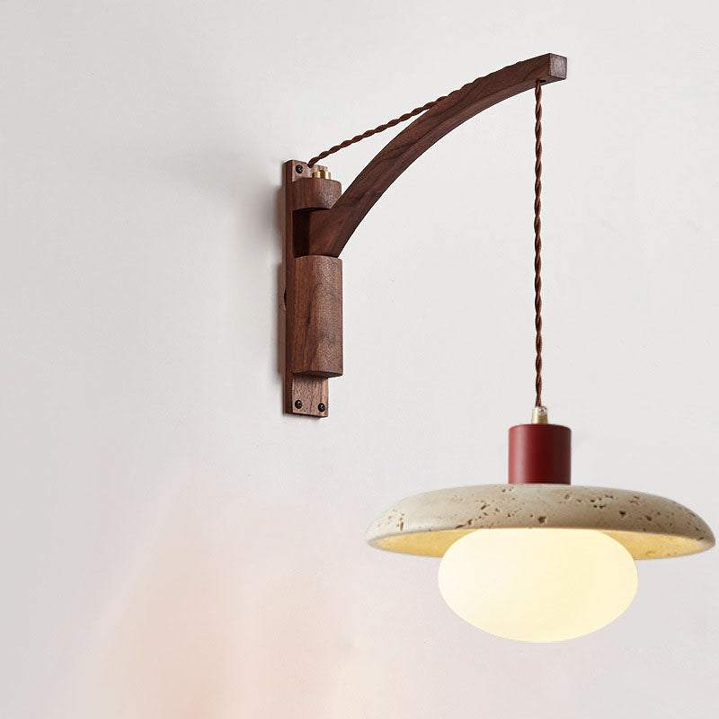 Lurevia – Applique murale Wabi Sabi en bois et verre dôme 1 lumière  