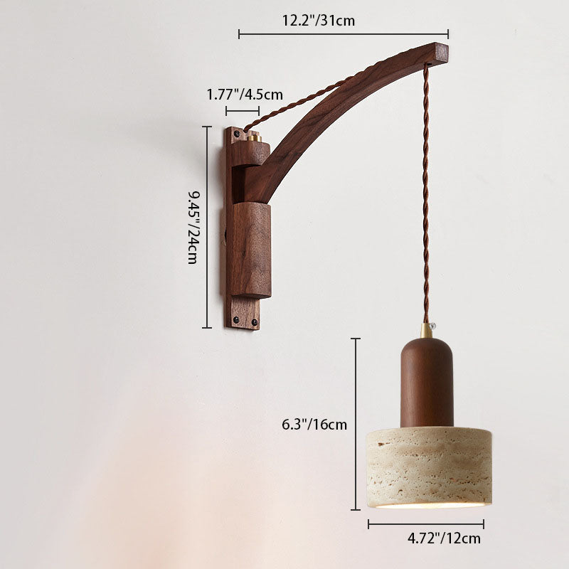 Lurevia – Applique murale Wabi Sabi en bois et verre dôme 1 lumière  