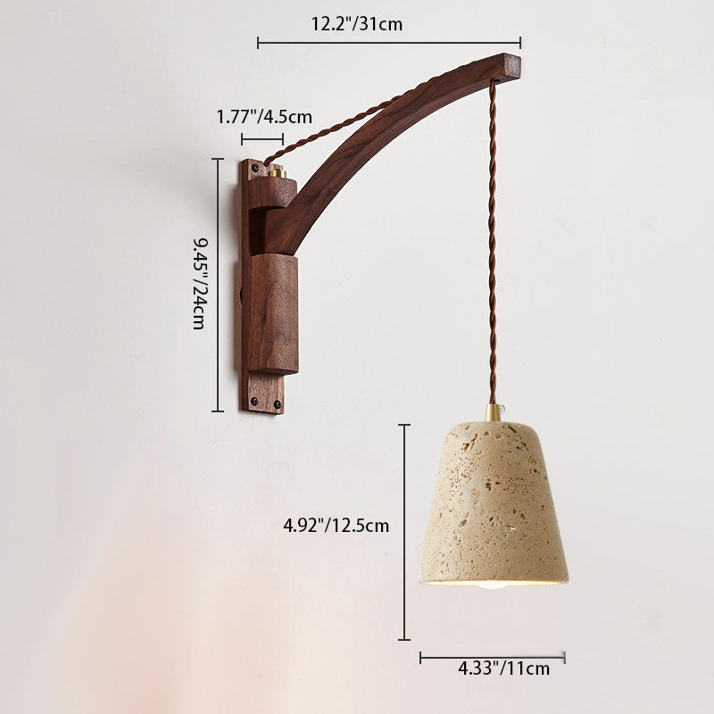 Lurevia – Applique murale Wabi Sabi en bois et verre dôme 1 lumière  
