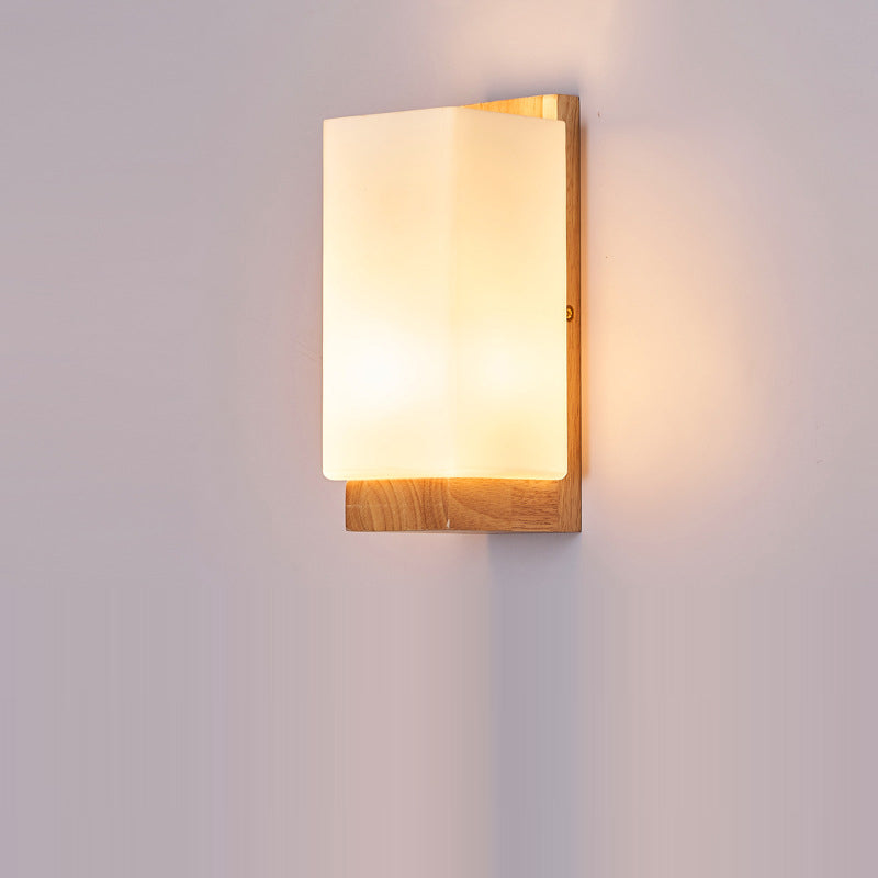 Hikari – Applique murale japonaise en bois et verre LED rectangulaire