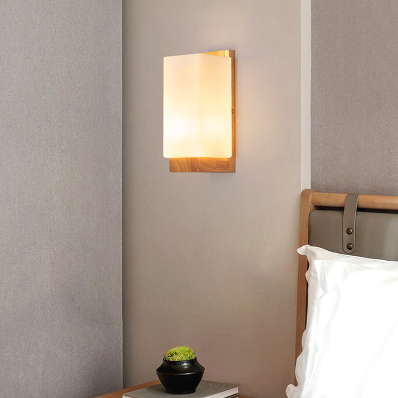 Hikari – Applique murale japonaise en bois et verre LED rectangulaire
