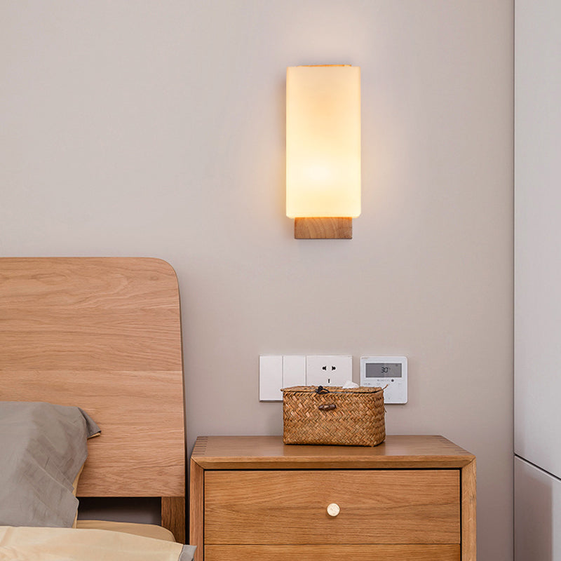 Hikari – Applique murale japonaise en bois et verre LED rectangulaire