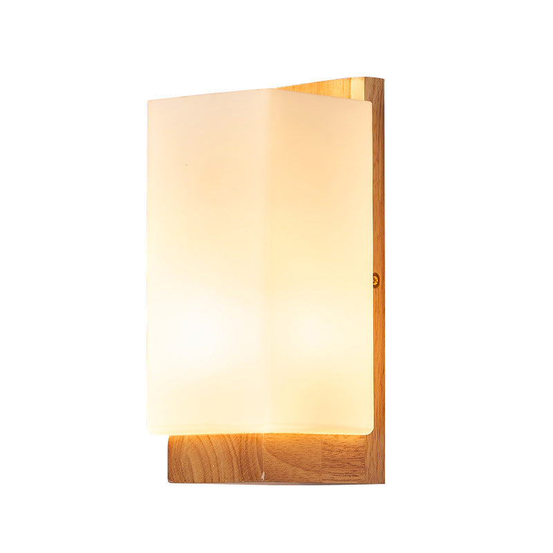 Hikari – Applique murale japonaise en bois et verre LED rectangulaire