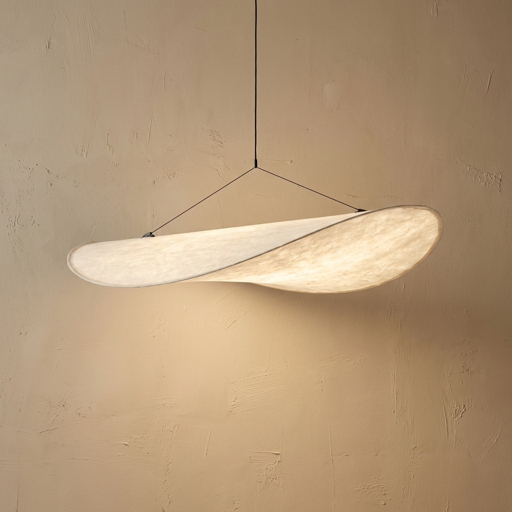Japanese Silk Pendant Light Handmade Wabi Sabi Chandelier - Image 11