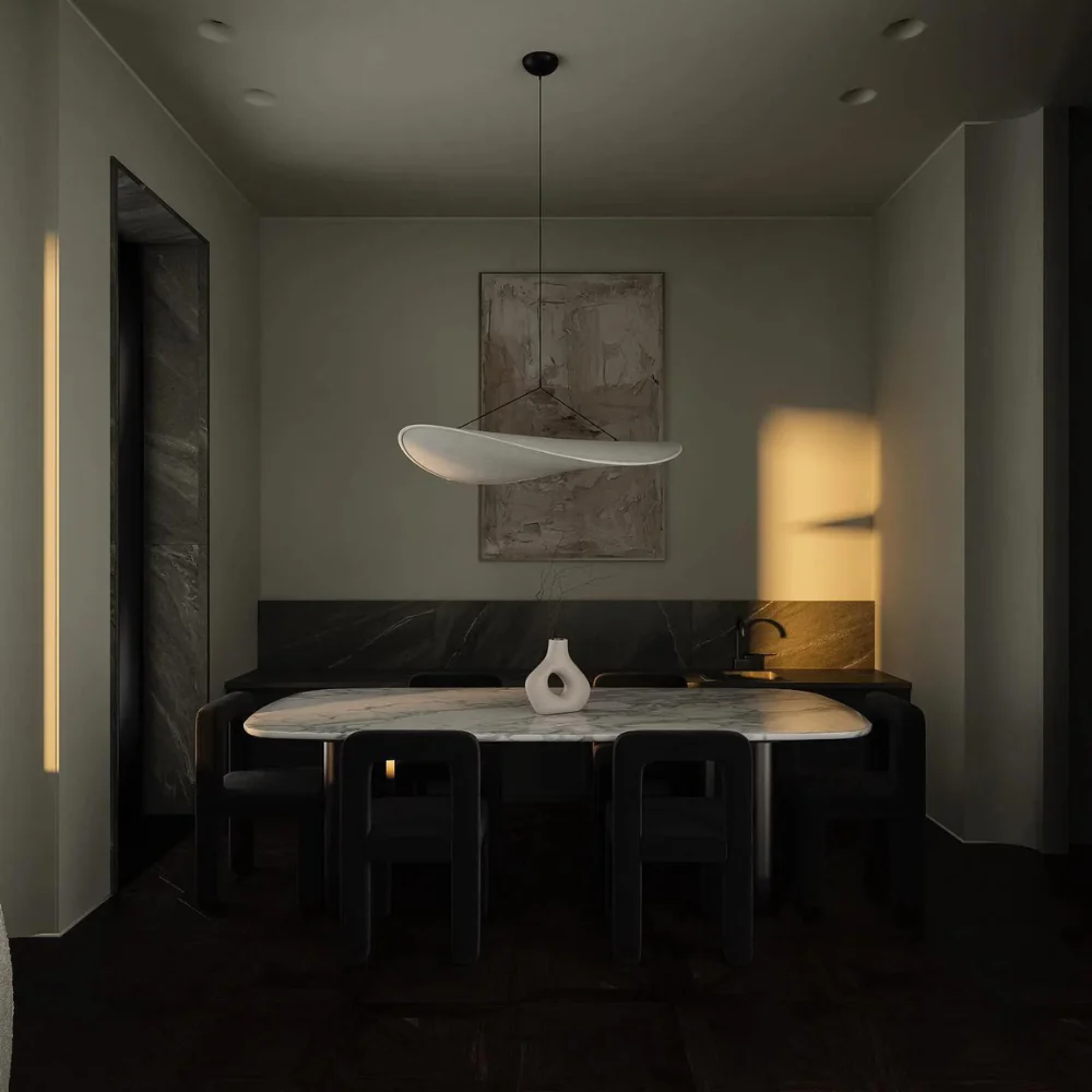 Japanese Silk Pendant Light Handmade Wabi Sabi Chandelier - Image 3