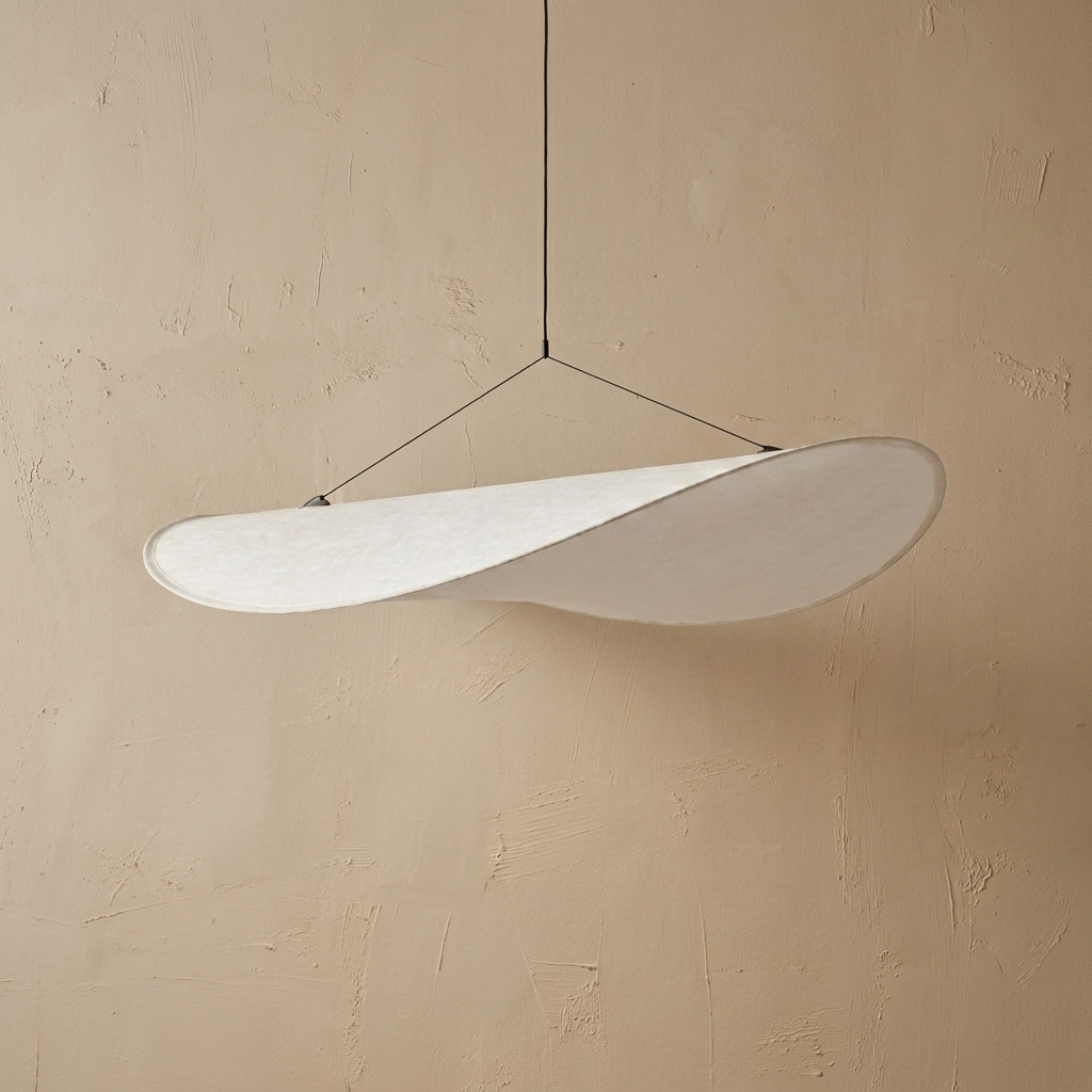 Japanese Silk Pendant Light Handmade Wabi Sabi Chandelier - Image 10