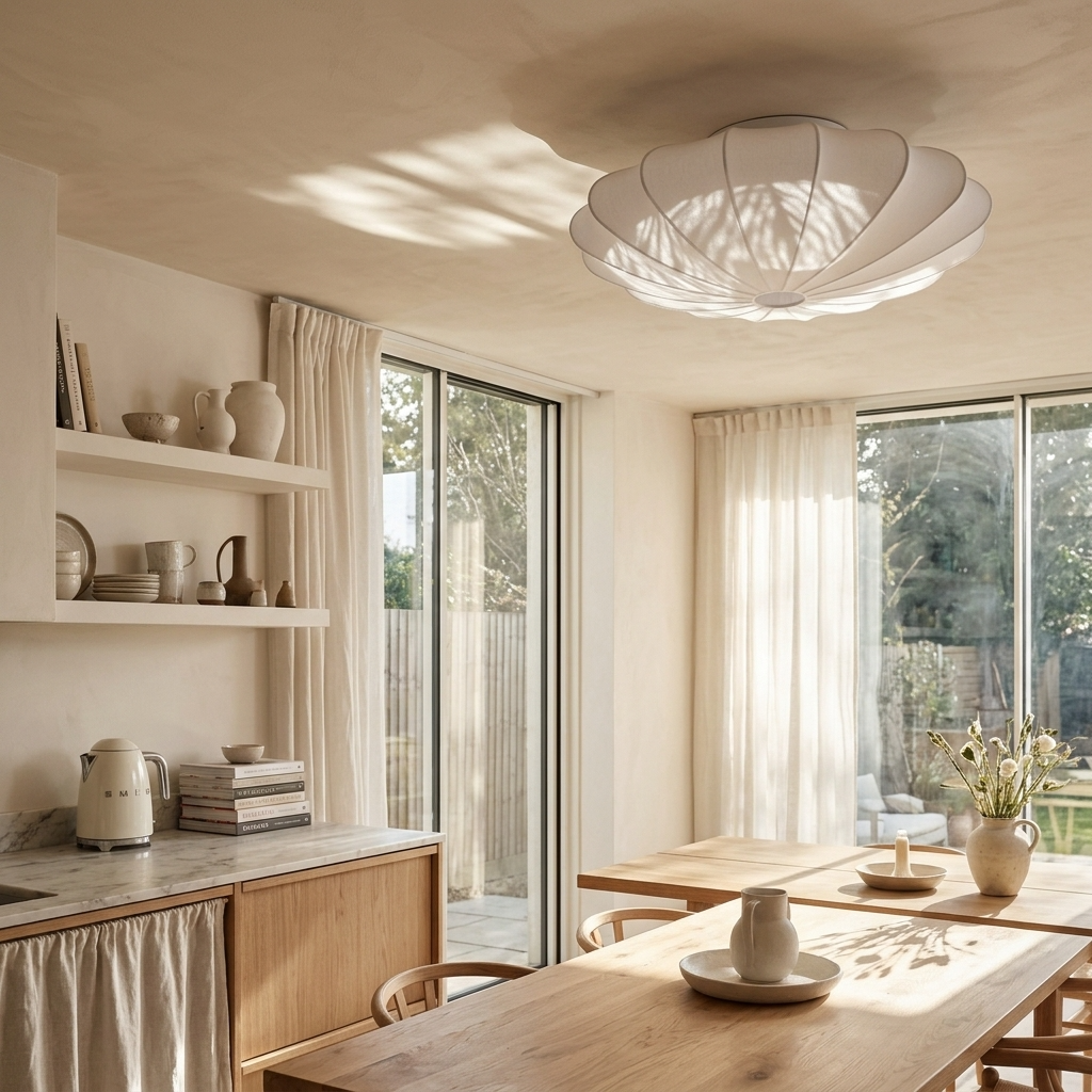 Wabi Sabi Round Silk Flush Mount Ceiling Light - Image 3
