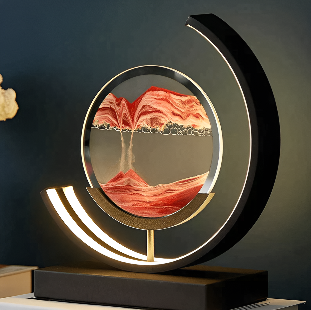 Round LED Moving Sand Art Lamp Rechargeable Dimmable