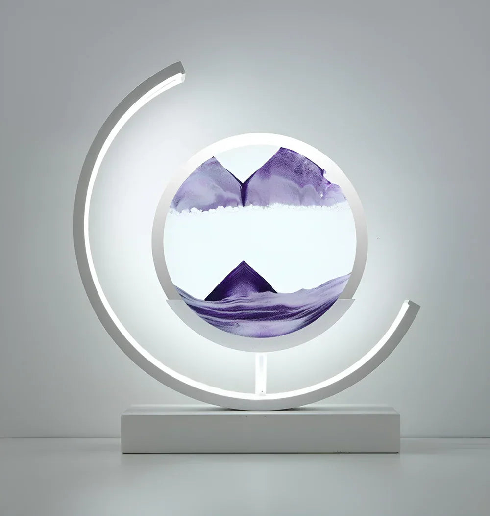 Round LED Moving Sand Art Lamp Rechargeable Dimmable - Image 10