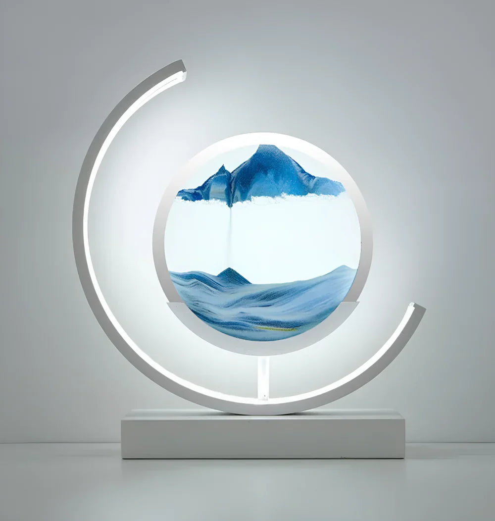 Round LED Moving Sand Art Lamp Rechargeable Dimmable - Image 11