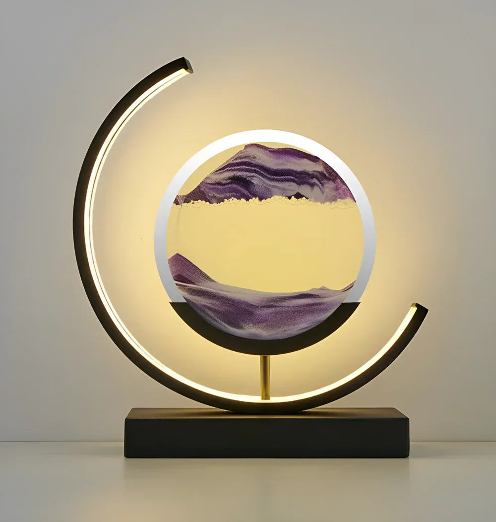 Round LED Moving Sand Art Lamp Rechargeable Dimmable - Image 13