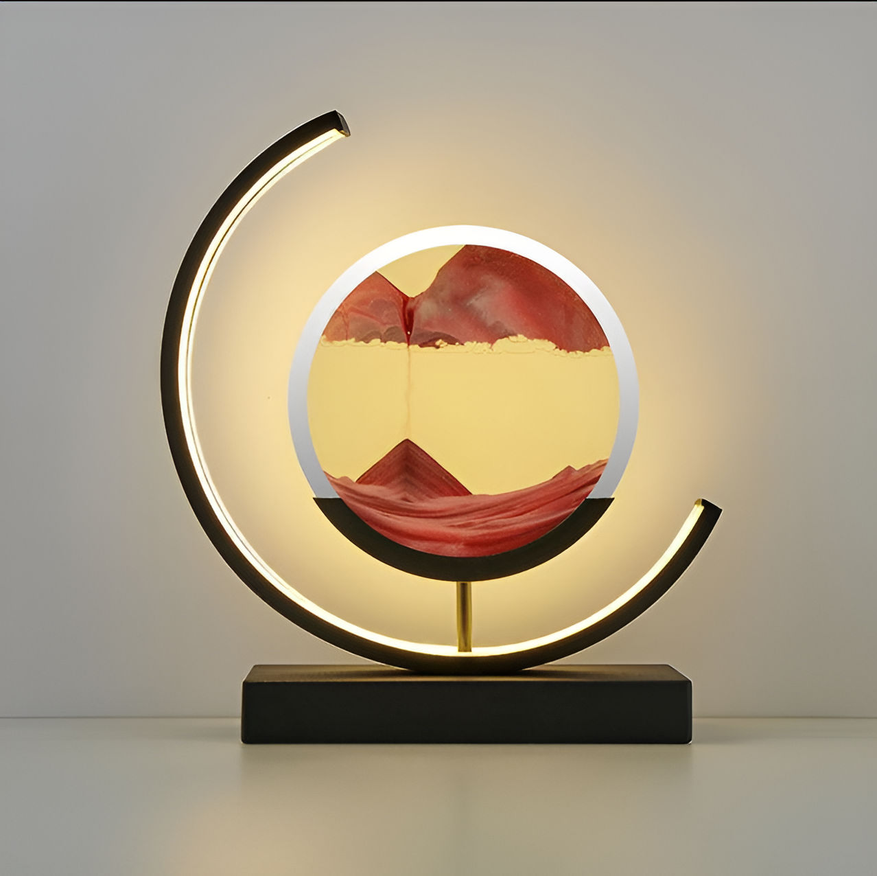 Round LED Moving Sand Art Lamp Rechargeable Dimmable - Image 4