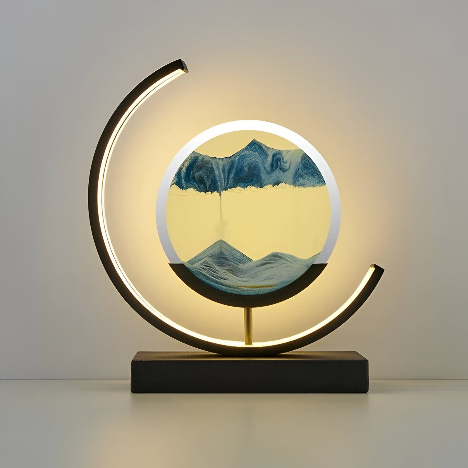 Round LED Moving Sand Art Lamp Rechargeable Dimmable - Image 6