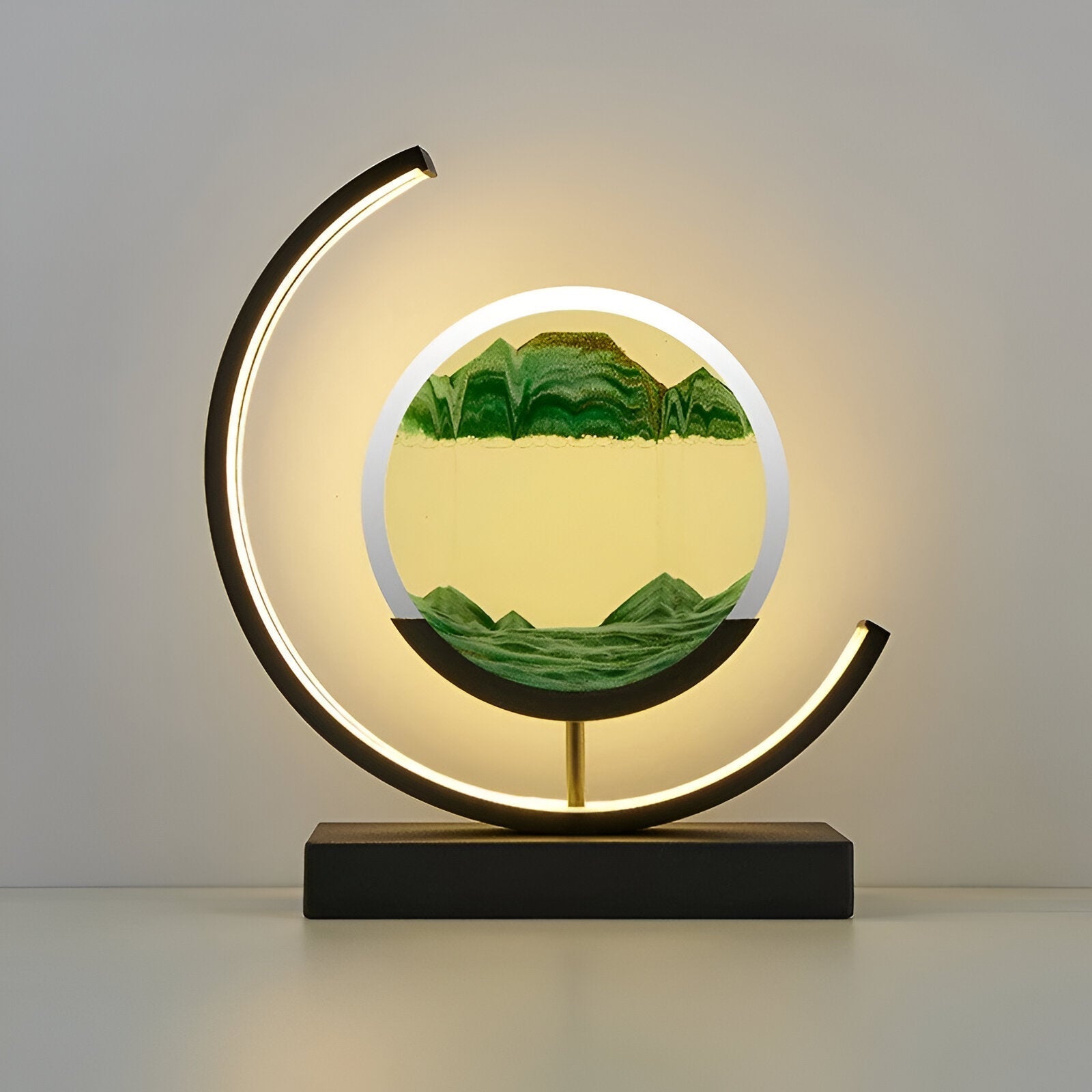 Round LED Moving Sand Art Lamp Rechargeable Dimmable - Image 7