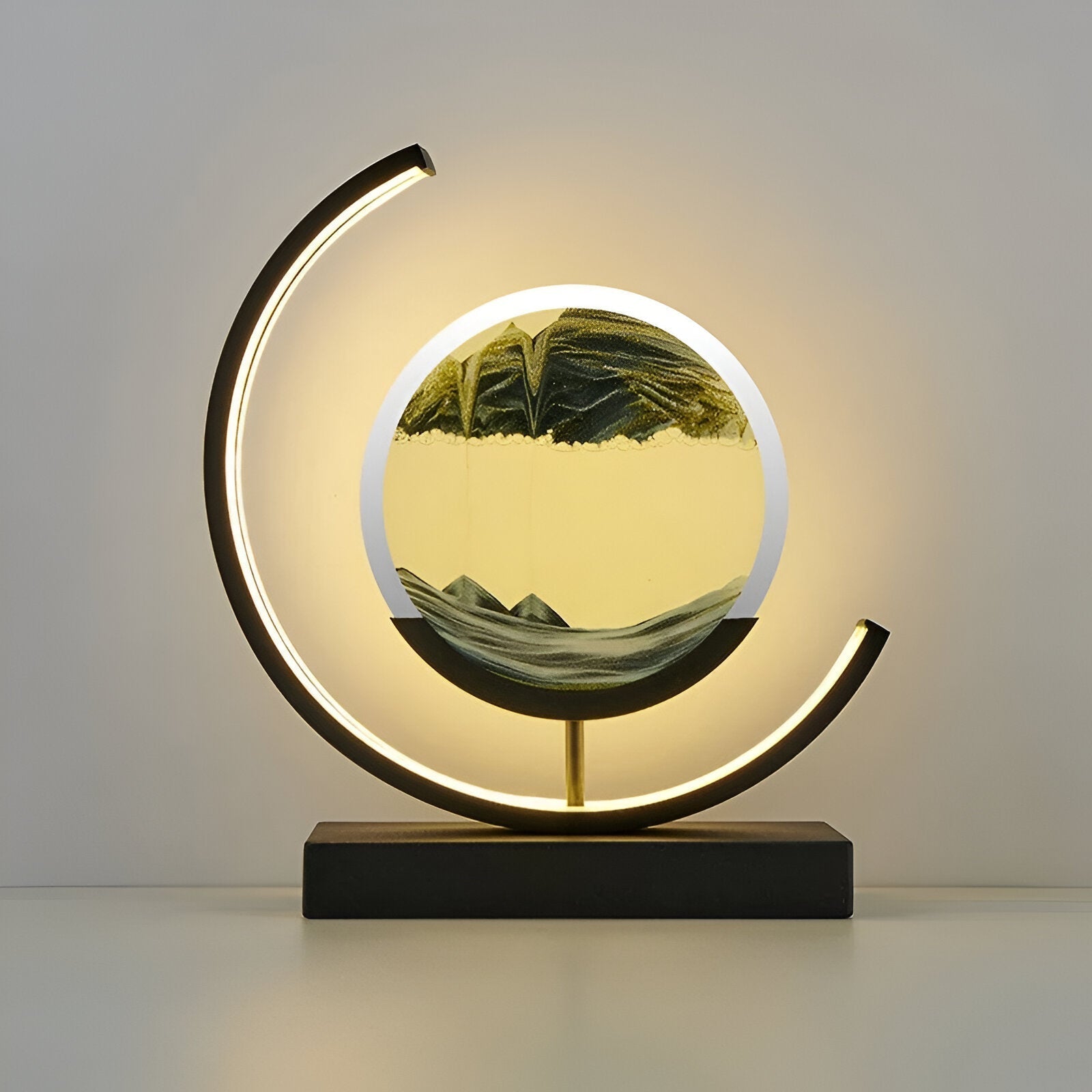 Round LED Moving Sand Art Lamp Rechargeable Dimmable - Image 8
