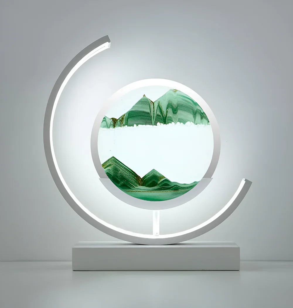 Round LED Moving Sand Art Lamp Rechargeable Dimmable - Image 9