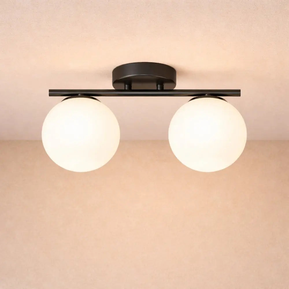 Dorvion – Lampe de plafond LED opaline duo en laiton