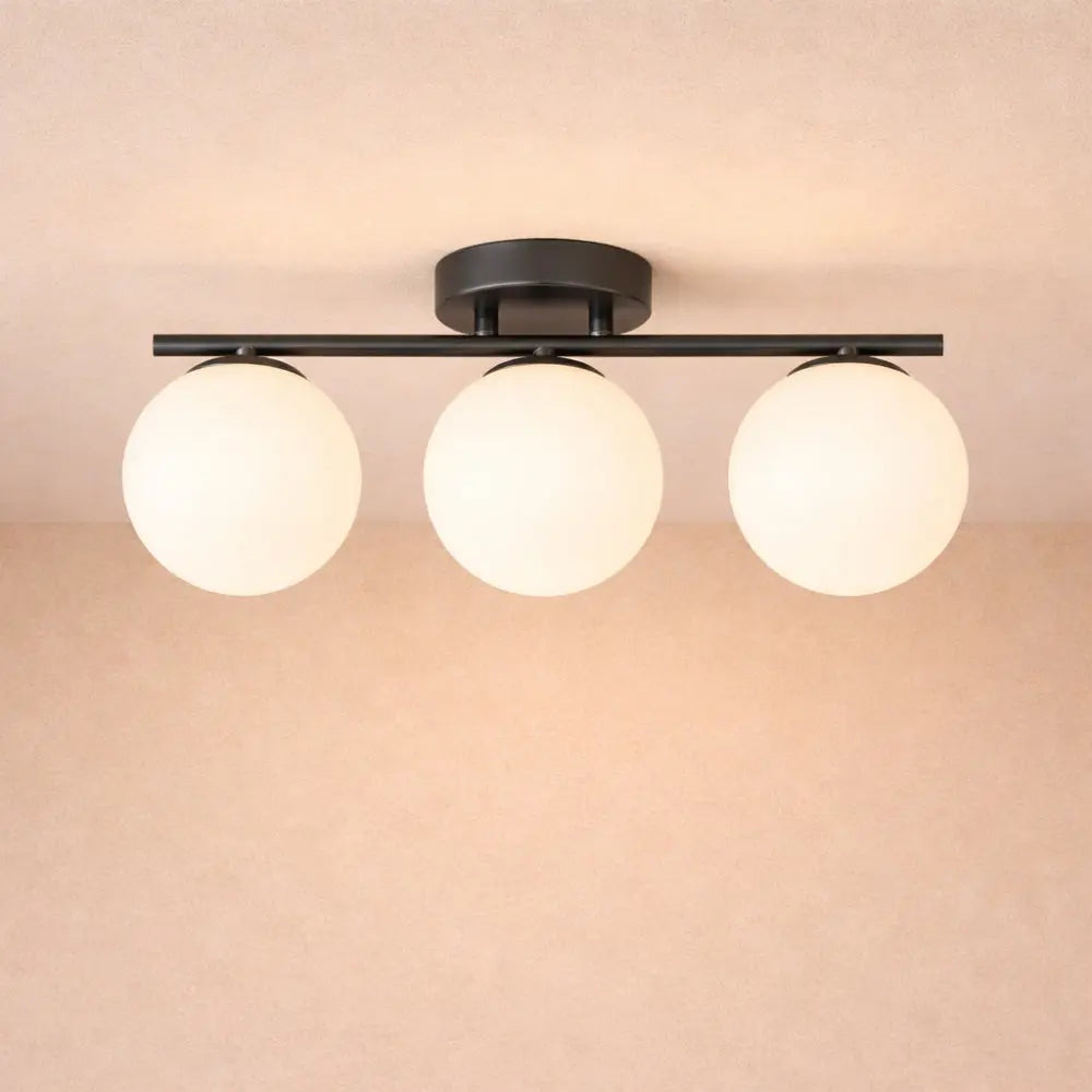 Dorvion – Lampe de plafond LED opaline duo en laiton