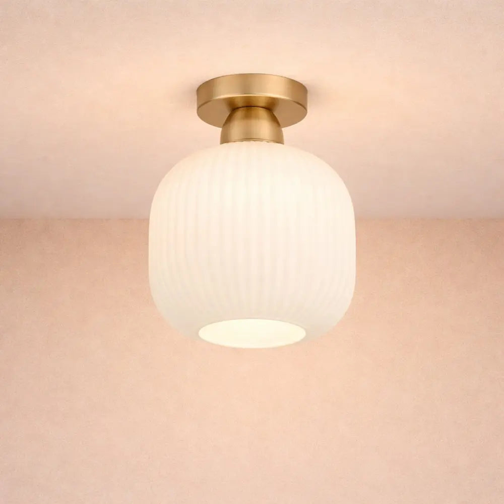 Aureline – Plafonnier LED verre plissé finition or
