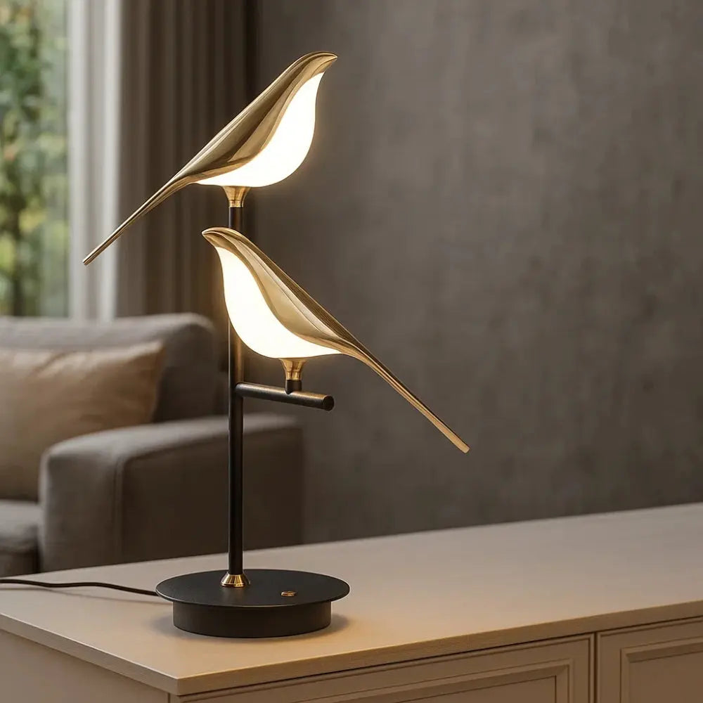 Aurelyn - Lampada da scrivania a LED con uccello dorato