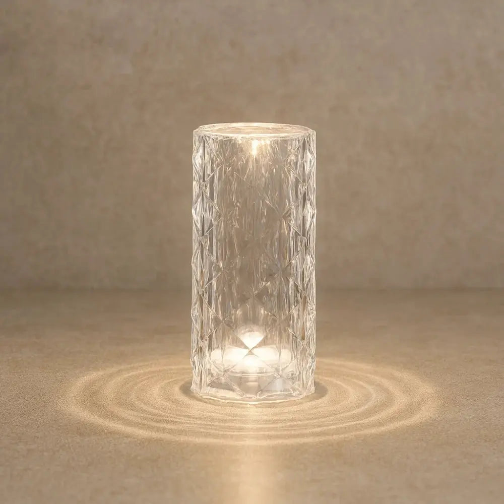 Roselynix - Lampada da tavolo touch a LED con cristalli rosa