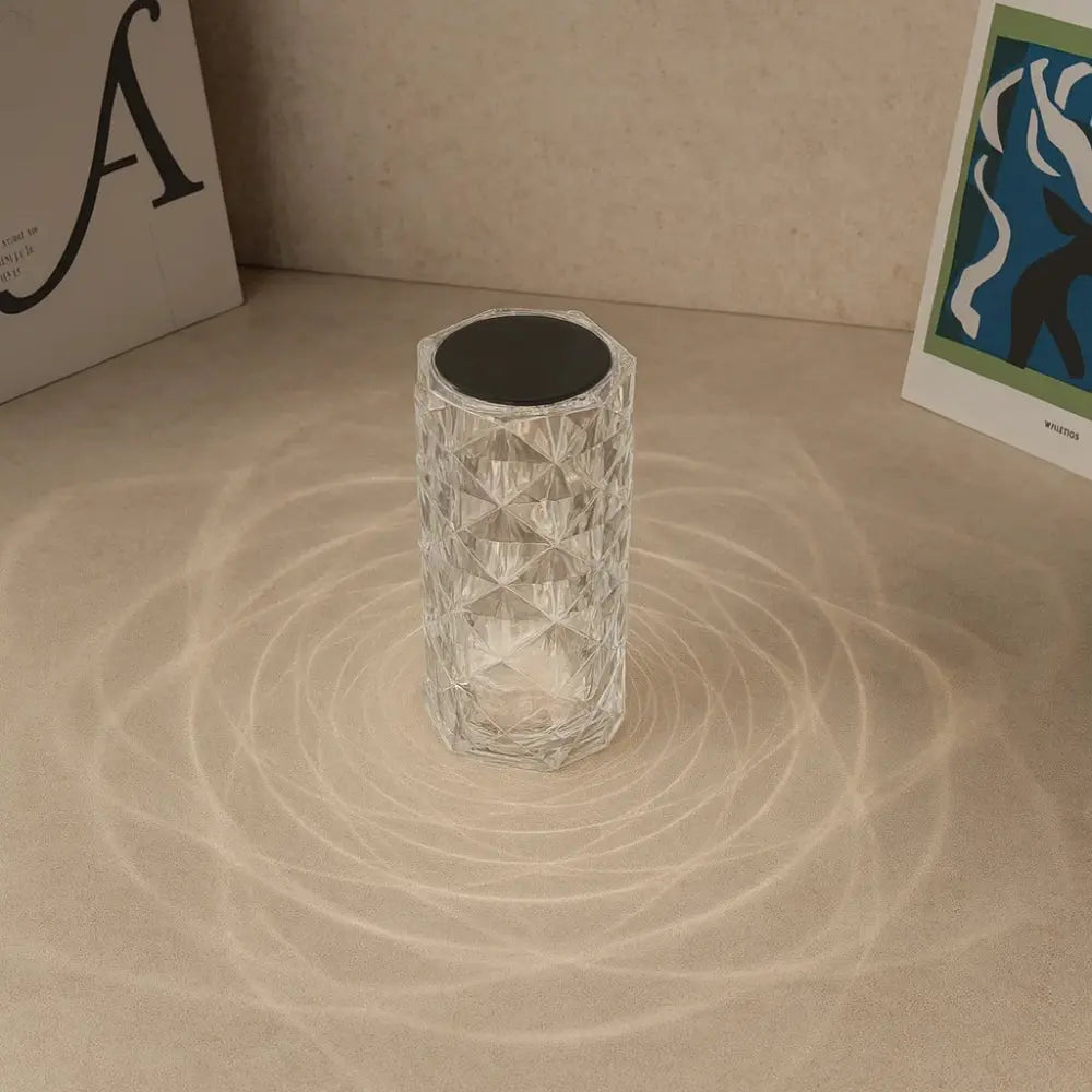 Roselynix - Lampada da tavolo touch a LED con cristalli rosa