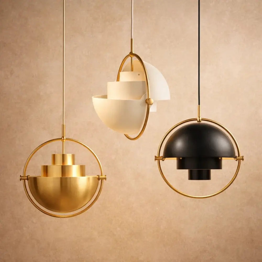 Lunvex – Lampada a sospensione con cupola pivotante dorata