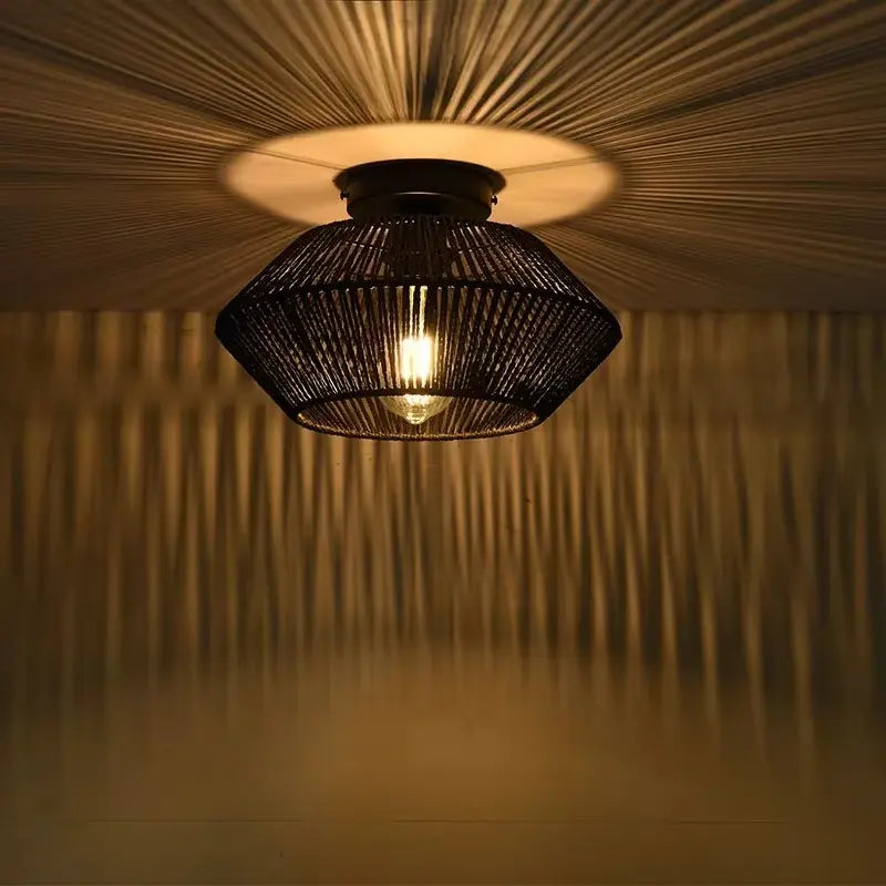 Calenya – Plafonnier LED bohème tissé