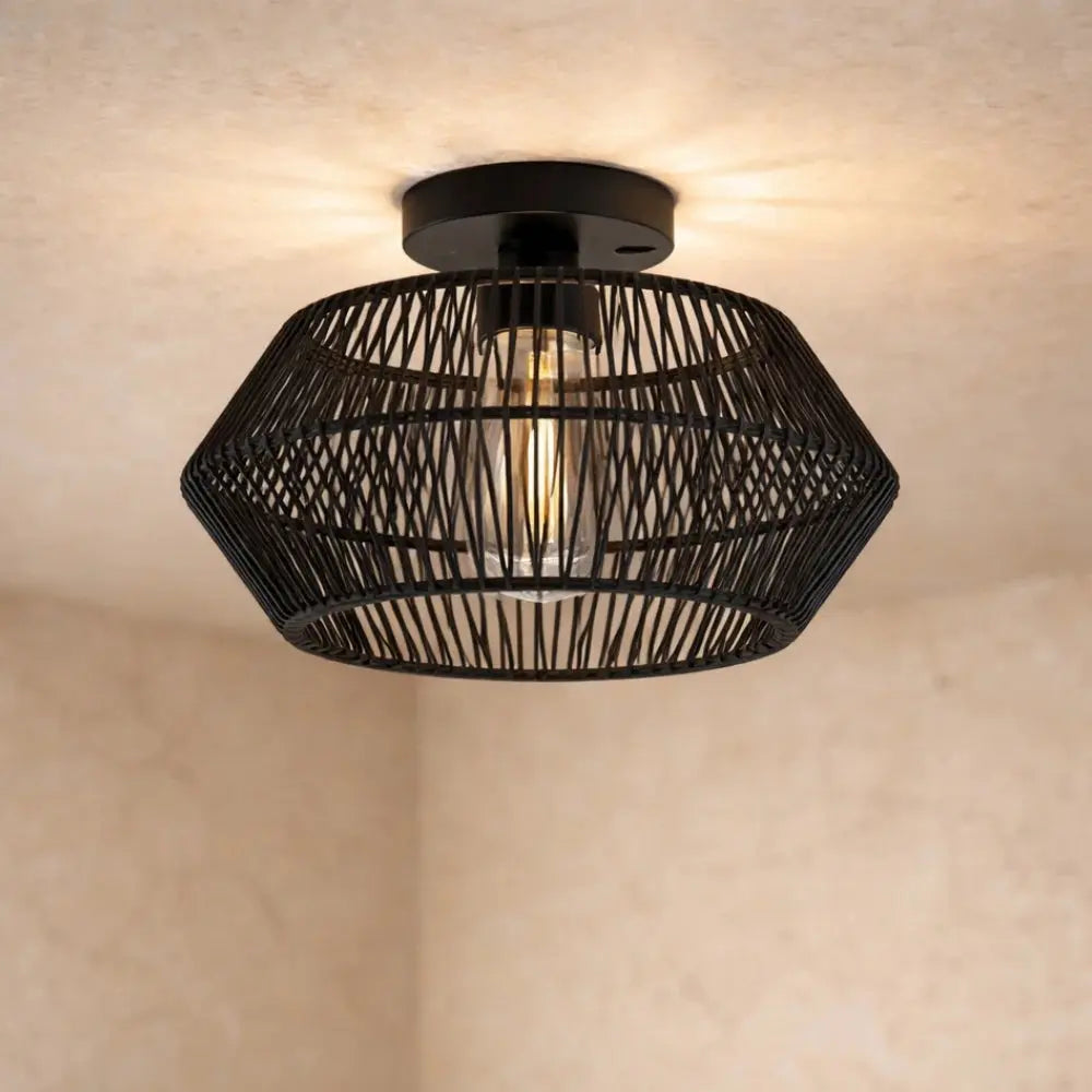 Calenya – Plafonnier LED bohème tissé