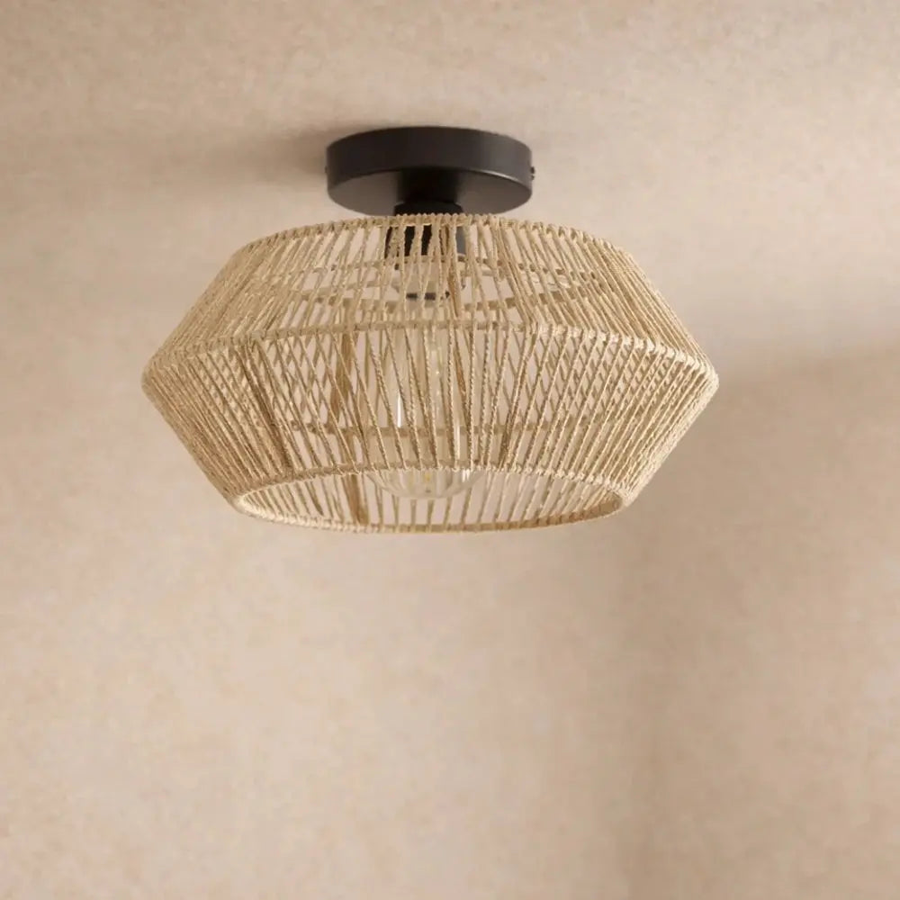 Calenya – Plafonnier LED bohème tissé