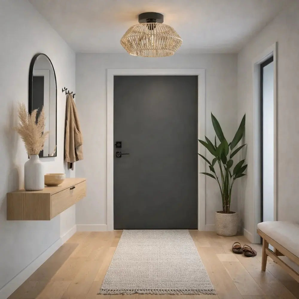 Calenya – Plafonnier LED bohème tissé