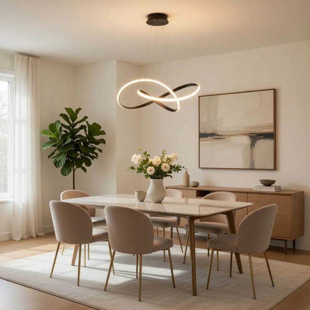 Elysera – Luminaire sculptural ruban pour salle à manger