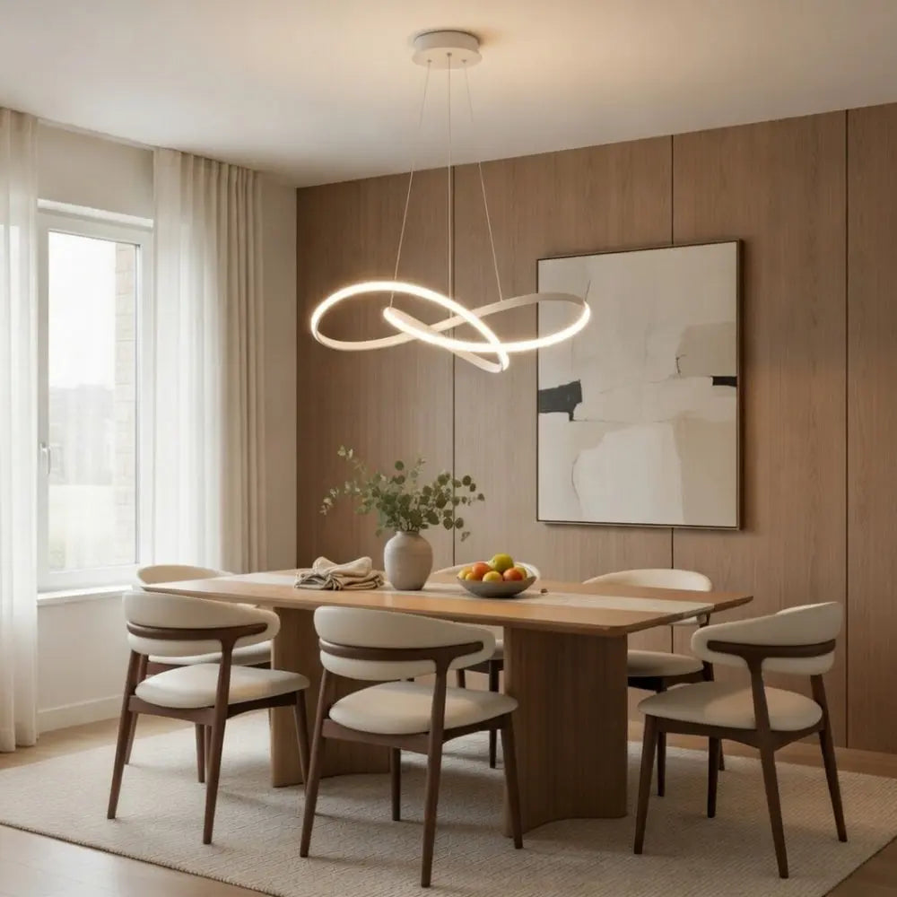 Elysera – Luminaire sculptural ruban pour salle à manger