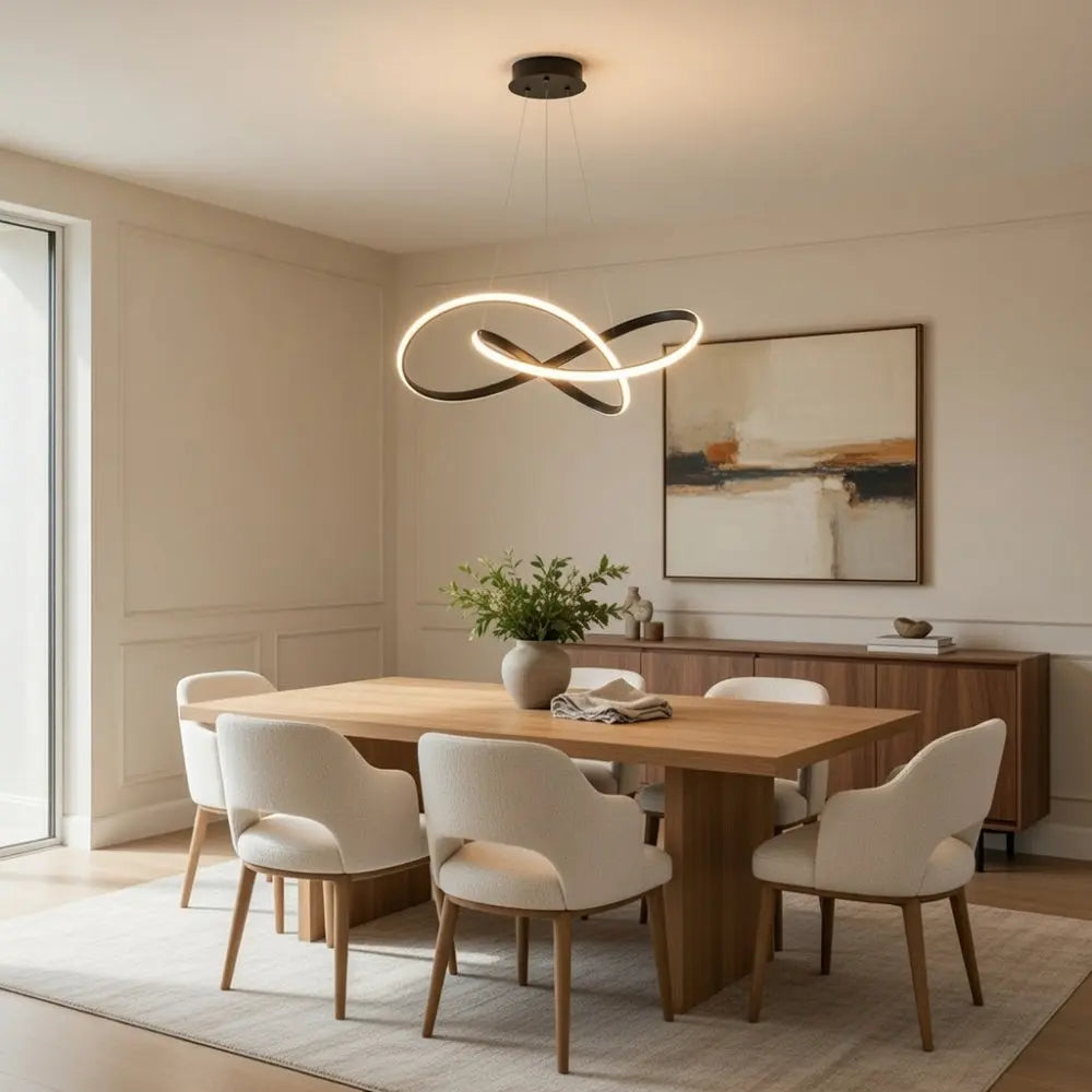 Elysera – Luminaire sculptural ruban pour salle à manger