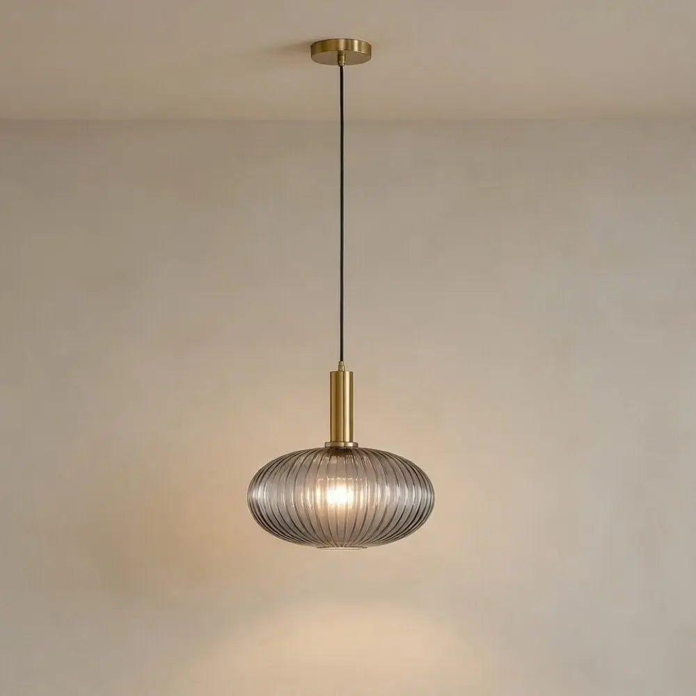 Chromeaura – Lampada a sospensione in vetro onda retrò