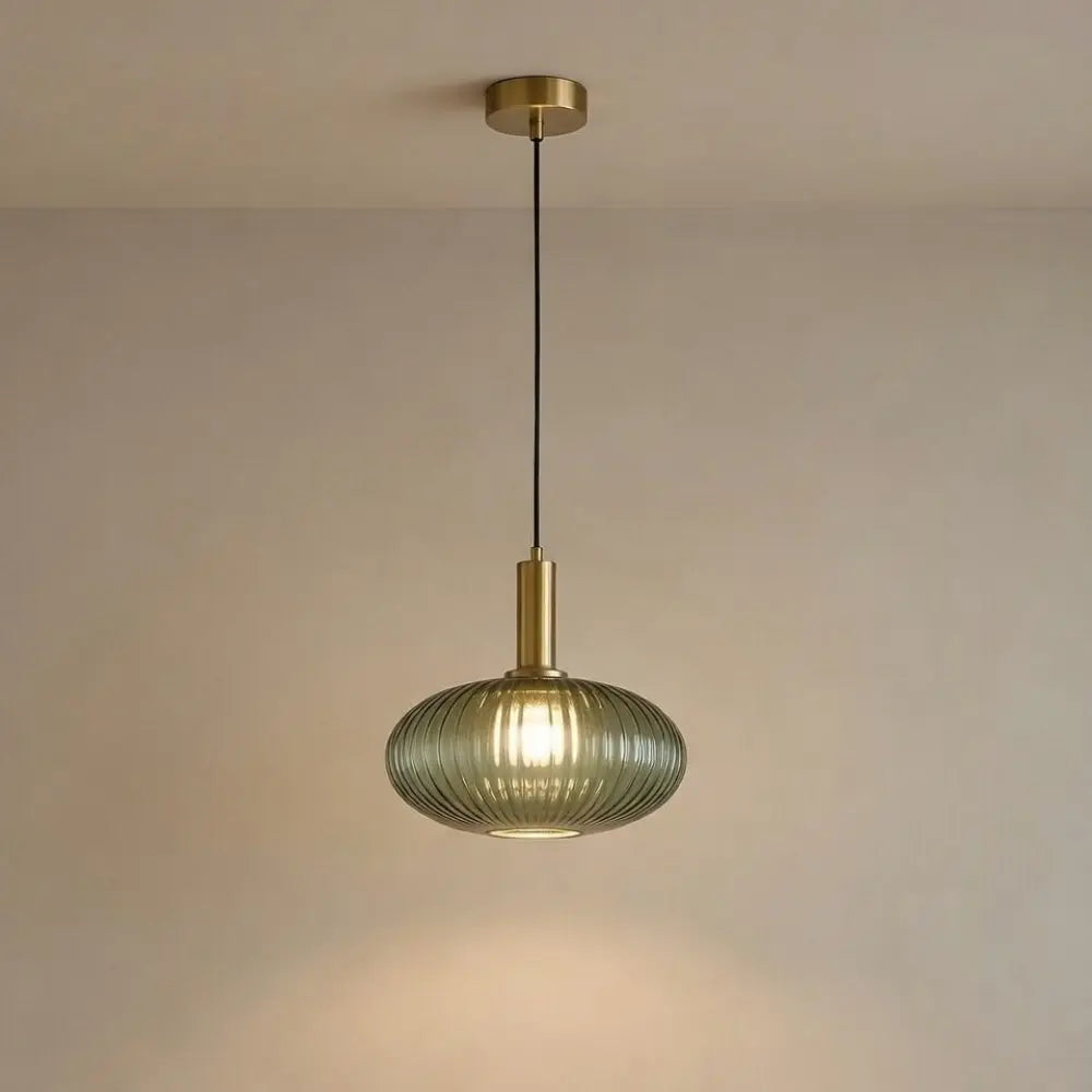 Chromeaura – Lampada a sospensione in vetro onda retrò