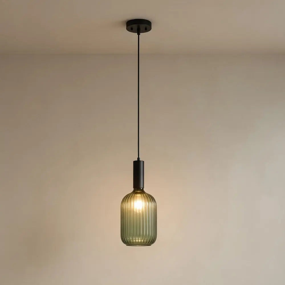 Chromeaura – Lampada a sospensione in vetro onda retrò