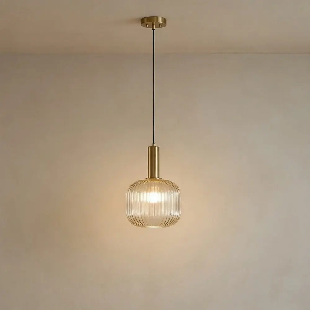 Chromeaura – Lampada a sospensione in vetro onda retrò