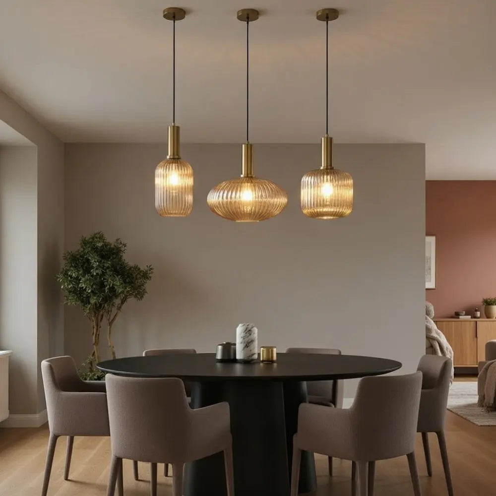 Chromeaura – Lampada a sospensione in vetro onda retrò