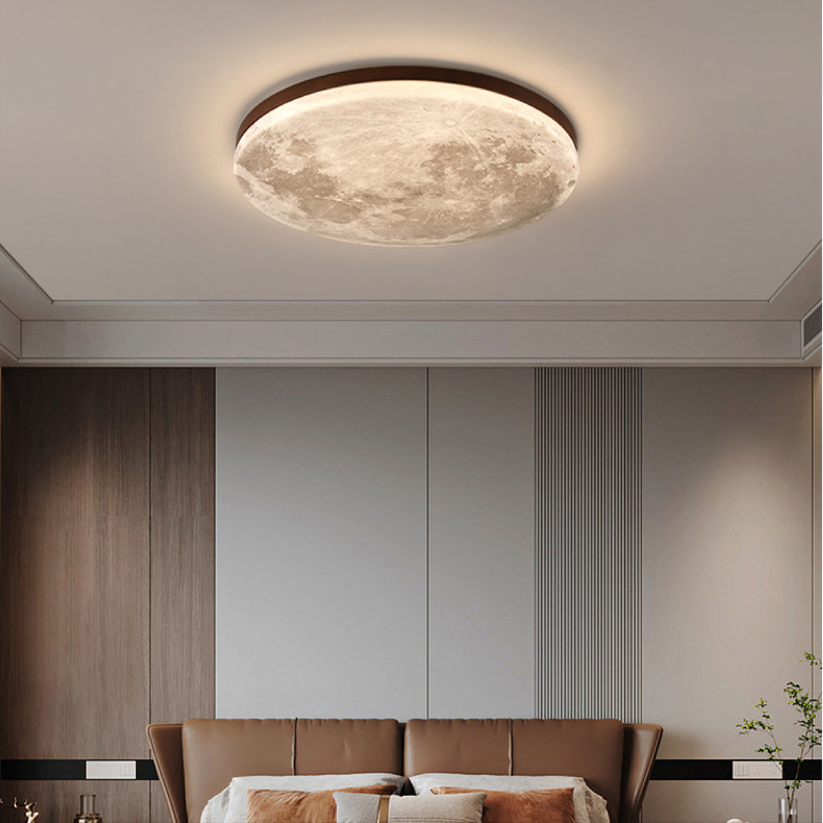 Round LED Flush Mount Moon Ceiling Light Dimmable - Image 3