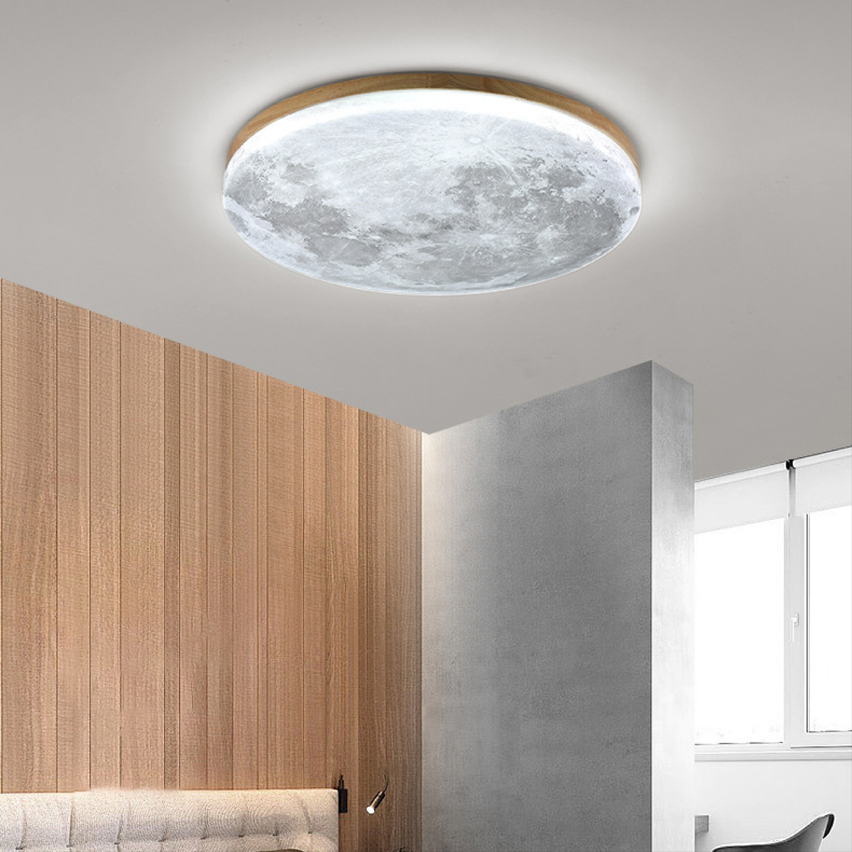 Round LED Flush Mount Moon Ceiling Light Dimmable - Image 4