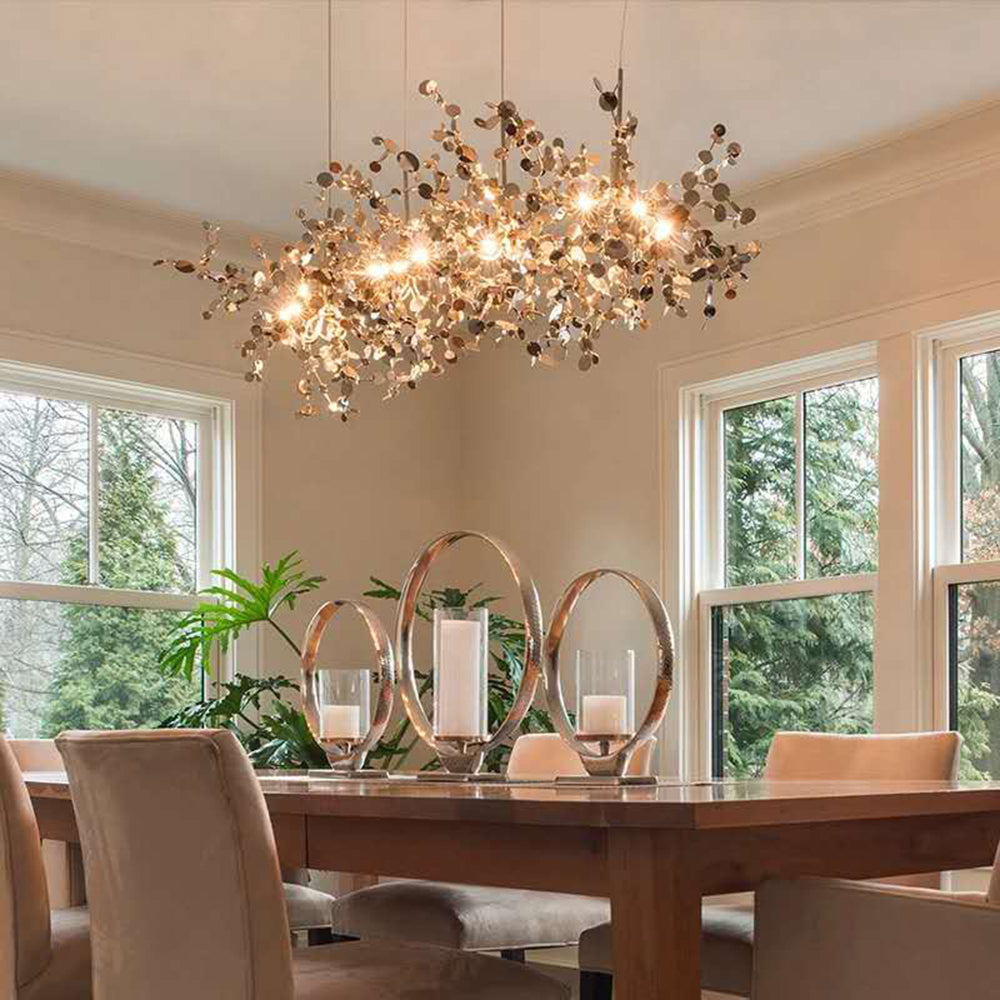 Durelia – Lampadario LED moderno con accenti oro e argento