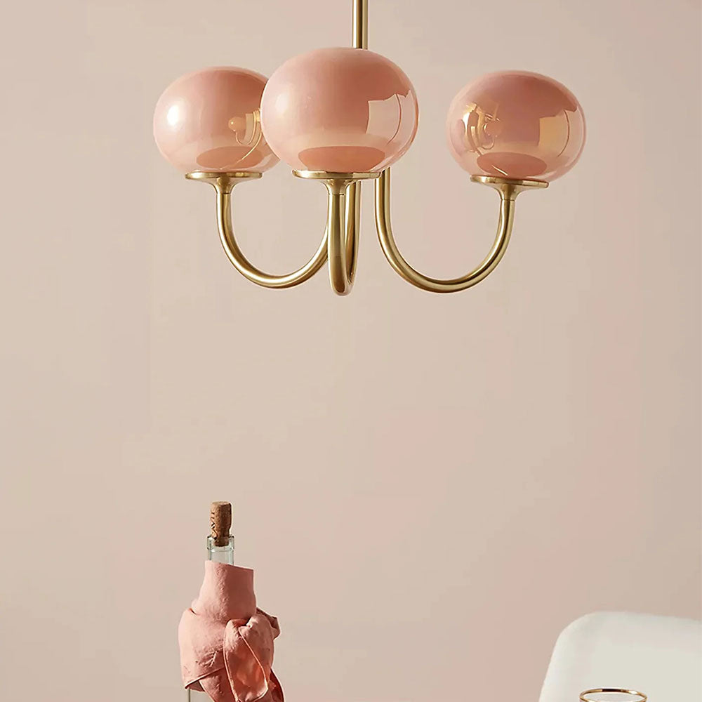 Piora - Lustre à bulles en verre rose